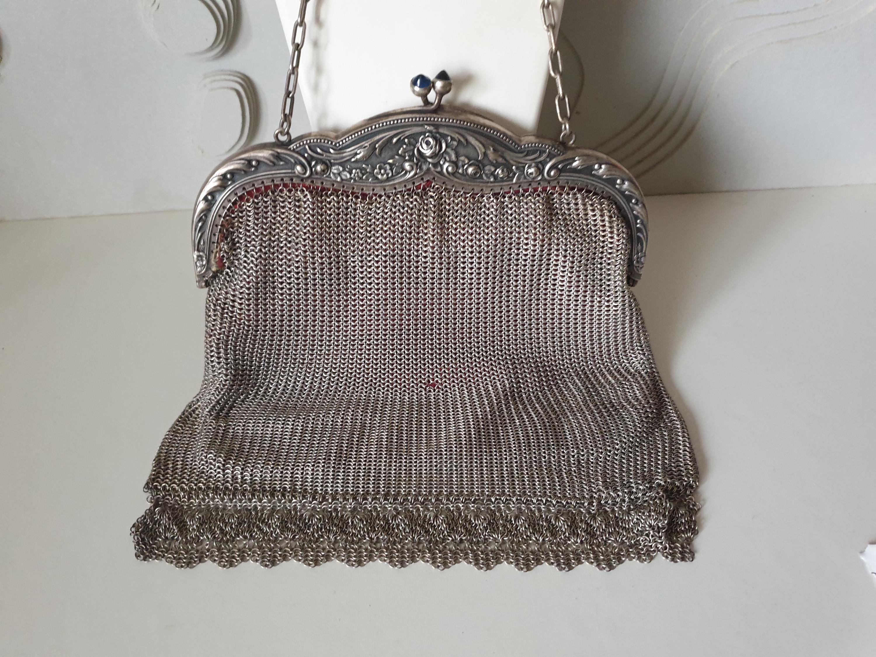 Silber Handtasche Antik Antike Silber Alpacca Handtasche Art Déco