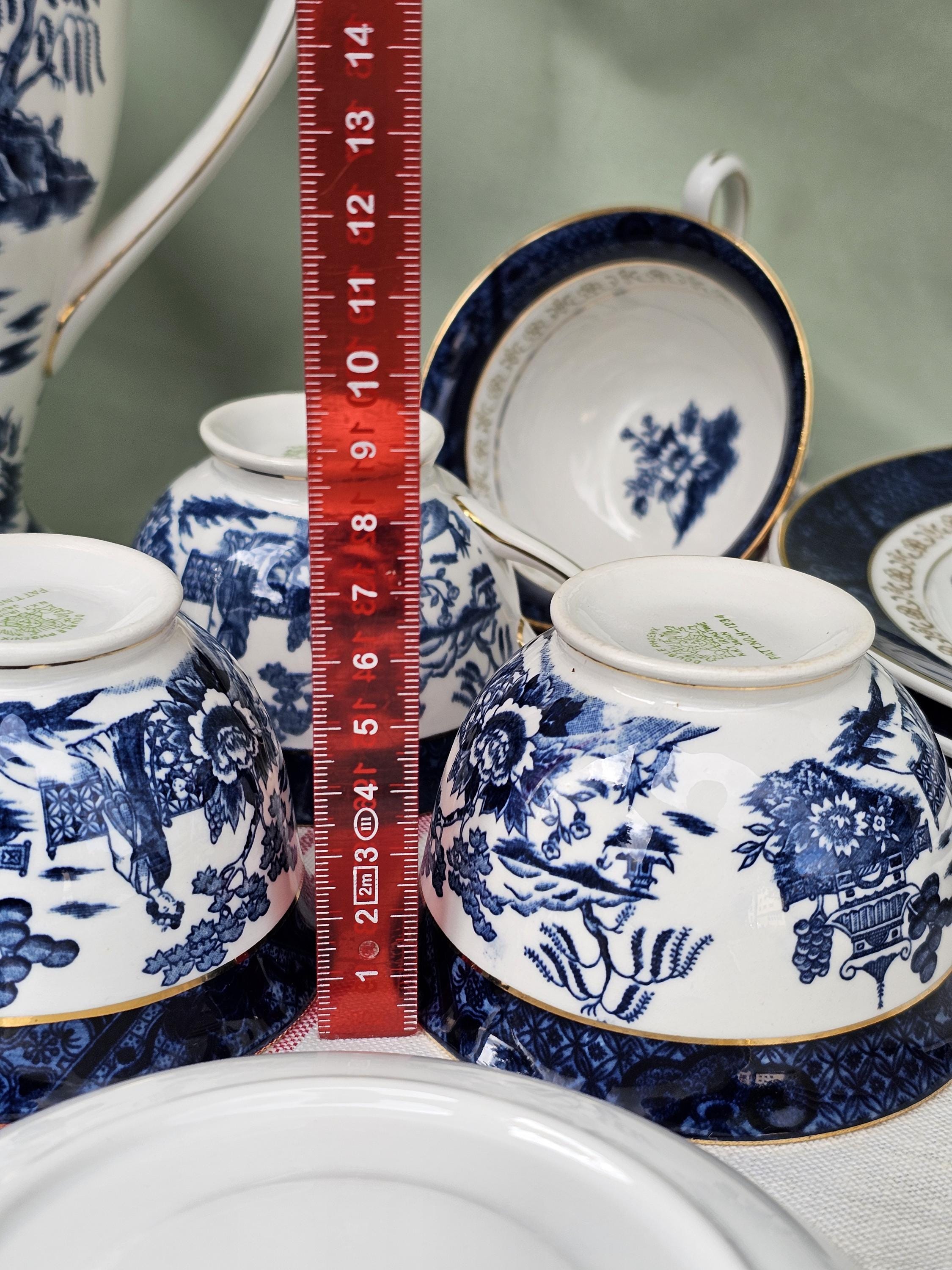 Nikko Double Phoenix Blue Japan Coffee Service for 6 People + Oval