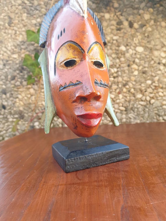 African Tribal Mask Wood Guro, Wall Hanging, Statues