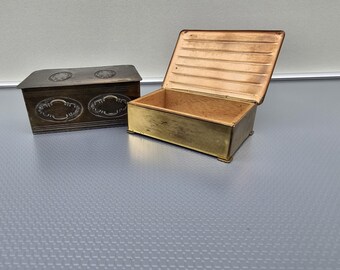Antique Art Nouveau Brass Boxes X2 Cigar Boxes