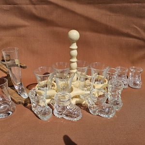 Shot board wooden shot glass wooden board with shot glasses collection 15 glasses 2 wooden board