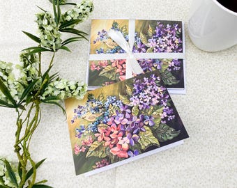 Set med uppmuntrande konstkort, blommiga anteckningskort, konstbrevpapper