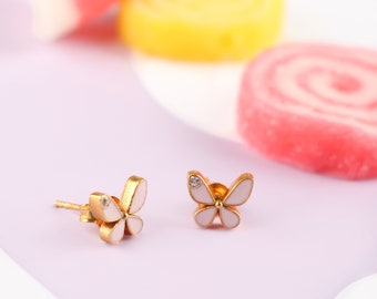 Sterling Silver Butterfly Earrings With 18kt Gold Plating For Kids and Baby Girls, gifting idea For Thanksgiving