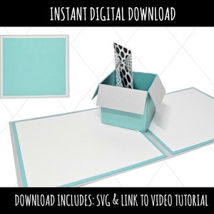 Boîte pop-up pour cartes-cadeau | Téléchargement numérique | Carte pop-up | Modèle papercraft | Fichier de coupe Cricut