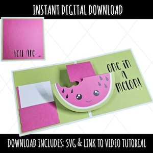 Watermelon Pop Up Greeting Card | Digital Download | Pop Up Card | Cricut Cut File | Fruit Puns | Kawaii Fruit