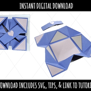 Quadrat Faltkarte SVG | Sofortdownload | Bastelbogen | Kreatives Projekt
