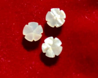 Tiny Mother of Pearl Antique Flower Buttons Set Of Three