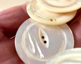 Antique Mother of Pearl Buttons, Large Victorian Carved Shell For Statement Coats