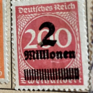 1923 Rare German Reich Stamp 2 Millionen Overprint 200 mark