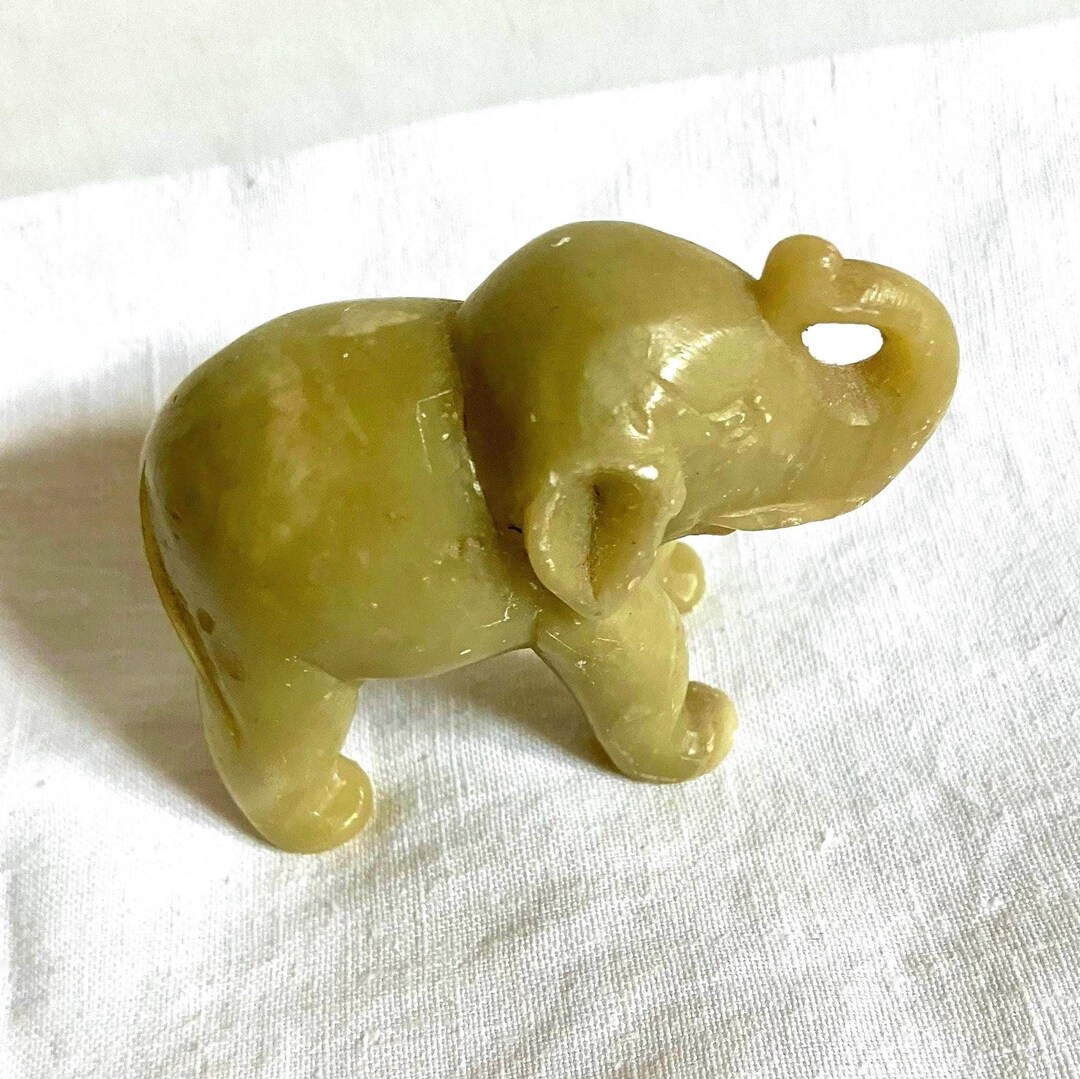 Collectable Handmade Soapstone Elephant w/ Baby Sculpture Figurine Statue #6 main image 1