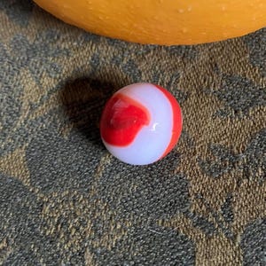 Vintage Collectible Marble With Red White Swirl Pattern