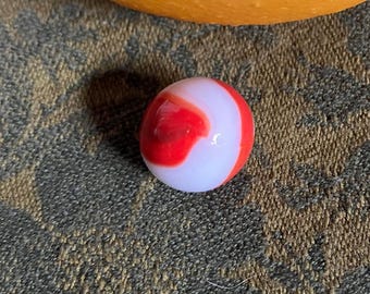 Vintage Collectible Marble With Red White Swirl Pattern