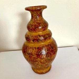 Vintage Art Pottery Vase With Spattered Texture Design