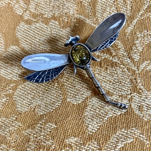 Vintage Sterling Silver Dragonfly Brooch