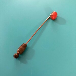 Vintage Lapel Stick Pin With Pink Enamel Stone Setting