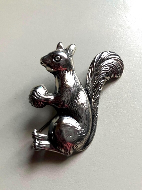 Antique Sterling Silver Squirrel Brooch Pin Signed Estate Jewelry