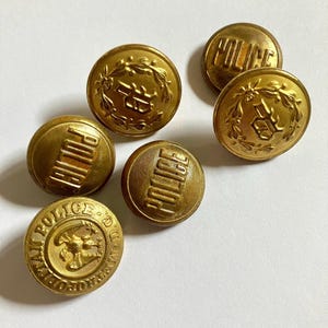 Antique Brass Police Buttons From Uniforms