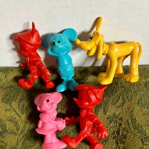 Walt Disney Pluto and Mickey Mouse and Pinocchio Toy Figures by Marx Co Vintage