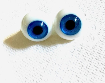 Yeux sulfure Bleu 24mm Blue paper weight eyes for antique