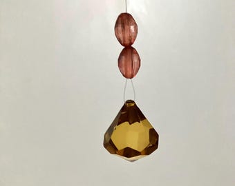 Iridescent Resin Bead Suncatcher, Amber Color Window Strand, Handmade Decor