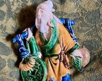 Vintage Clay Pottery Chinese Mudman With Original Mark