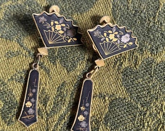 Vintage Amita Japan Fan Dangle Earrings