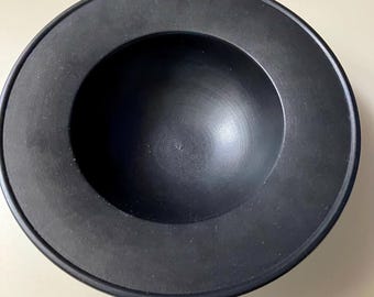 Matte Black HB Studio Art Pottery Soup Bowl, Mid Century Modern Ceramic