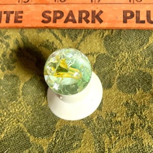 Vintage Marble Flecked With Yellow and Silver Colors Large Glass Marble Toy