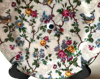 Vintage Floral Saucer Plate with Evil Eye Home Decor (5 inch)
