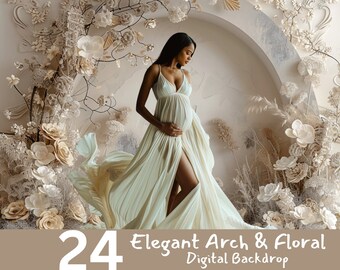 Floral Bogen Mutterschaft Fotografie Hintergrund (digitaler Download)