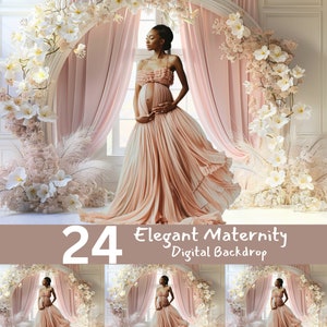 Elegant Maternity Digital Backdrop for Photography | Beautiful Floral Scene for Expecting Mothers, Maternity Background, Wedding, and Event