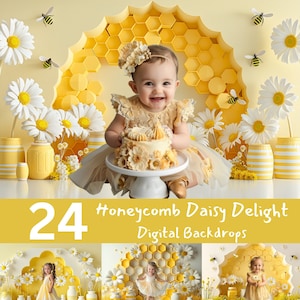 Fondos digitales con diseño de panal de abeja, fondo para aplastar una tarta, fondos para estudio de fotografía infantil, superposiciones de Photoshop, cumpleaños de bebé