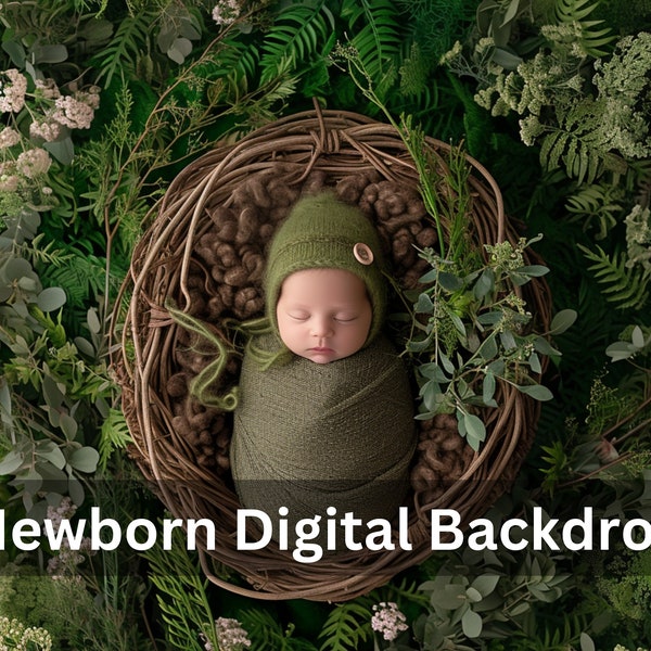 Newborn,Digital Backdrop,Digital Background,Photography,nest,Photoshop,Overlay,Composite,For Girl,Photo Prop,Baby,Floral