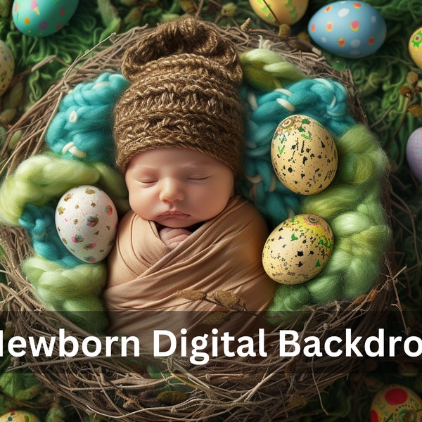 Easter Digital Backdrop, Spring Newborn Digital Background, Face Insert Photography Composite, Newborn Easter Digital Prop.