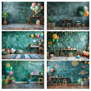 Back to School Chalkboard Digital Backdrop: Classroom Photography ...