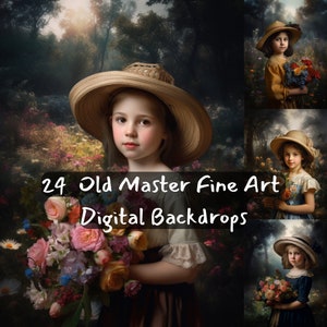 Old Master Fine Art Landscape Digital Backdrops | Wildflower Scene for Photography, Portrait Background, Texture Painted Floral Backdrop