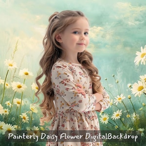 Painterly Daisy Flower Digital Backdrop: Spring Photography (Digital Download)