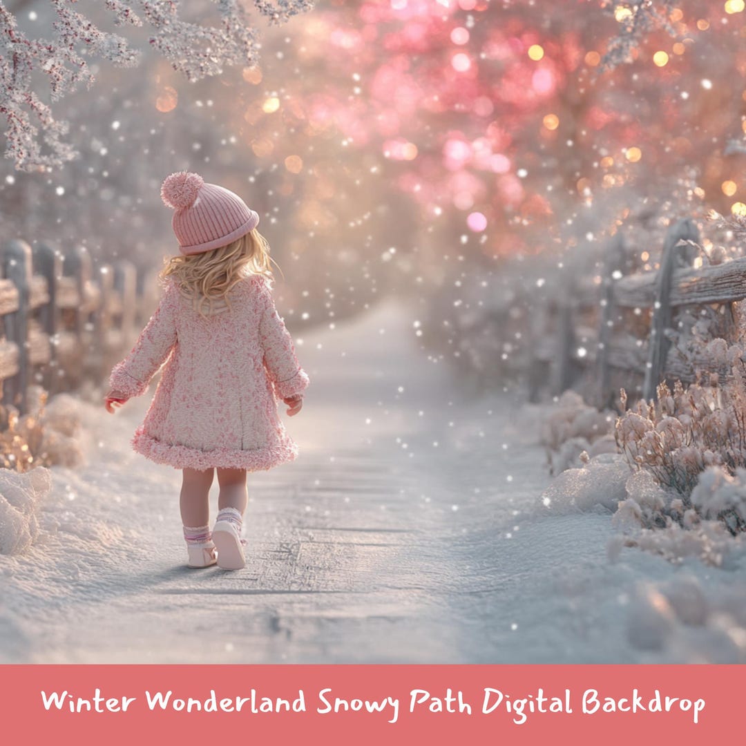 Winter Wonderland Snowy Path Digital Backdrop: Holiday Photography ...
