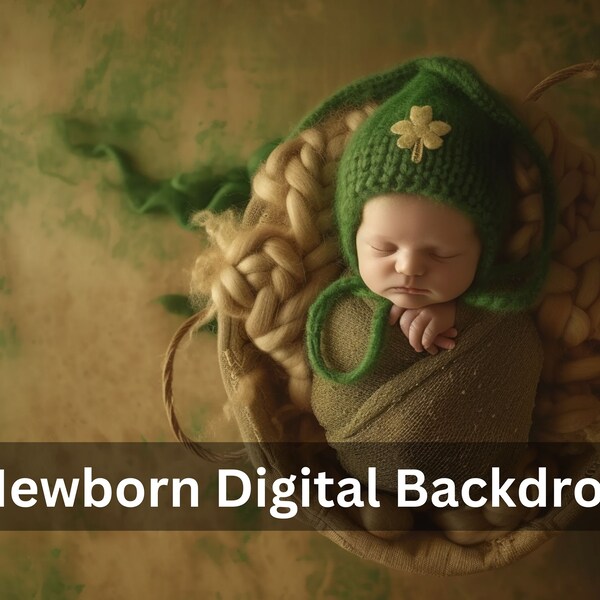 St Patrick's Day Digital Backdrop, Fine Art Spring Background, Face Insert Baby Photography Composite, Newborn Digital Prop Overhead Overlay