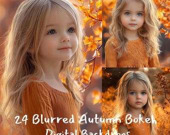 Autumn Bokeh Photography Backdrops: AI-Generated Fall Leaves (Digital Download)