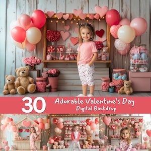 Adorable Valentine’s Day & Candy-Themed Digital Backdrops | Kids Photography Backgrounds | Heart and  Balloon Scenes for Parties Portraits