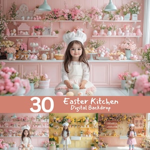Décors numériques de cuisine de Pâques : photographie florale printanière (fichiers numériques)