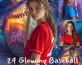 Glowing Baseball Digital Backdrop: Sports Photography (Digital Download)