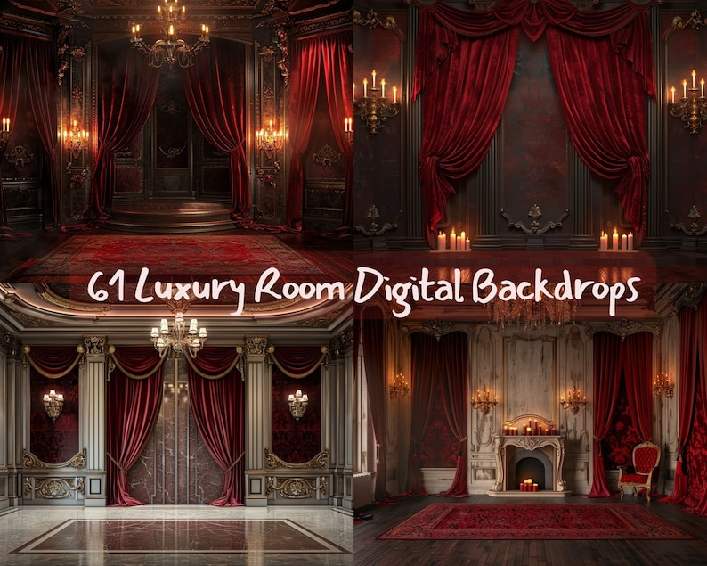 Luxury Room Digital Backdrops: Wedding Portrait Overlays (61 JPG Files ...