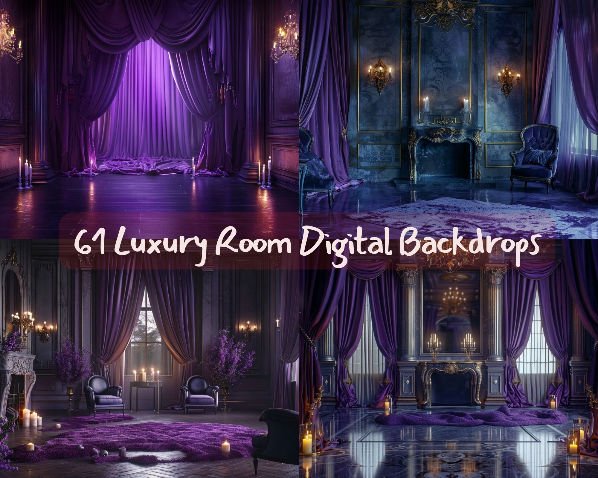 Luxury Room Digital Backdrops: Wedding Portrait Overlays (61 JPG Files ...
