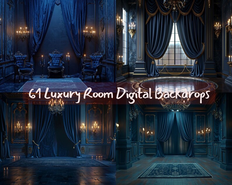 Luxury Room Digital Backdrops: Wedding Portrait Overlays (61 JPG Files ...