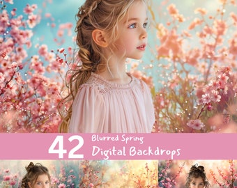 Blurred Spring Flower Digital Backdrops: Portrait Photography (Digital Download)