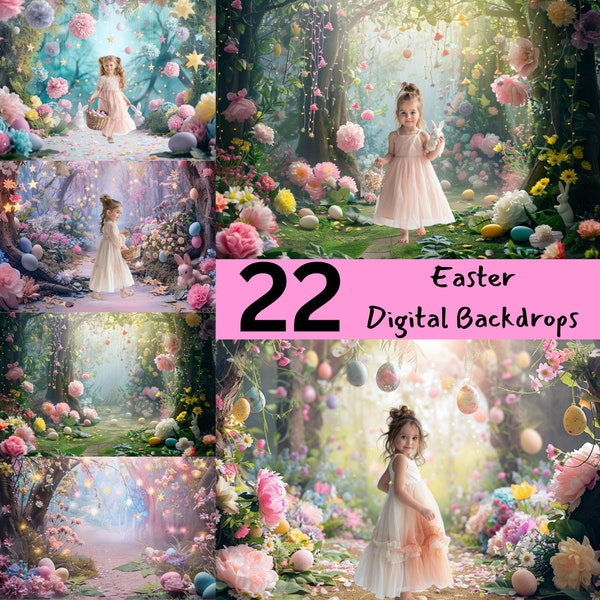 Easter Ethereal Blossoming Digital Backdrops, Spring Fine Art,  Photography Digital Background, Pastel Floral Overlays, Photo Editing