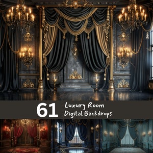 Luxury Room Digital Backdrops: Wedding Portrait Overlays (61 JPG Files)