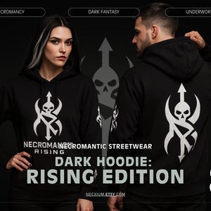 Necromancer Rising Hoodie – Dark Edition by Necxium | Gothic Hoodie, Occult Streetwear, Dark Fantasy Fashion